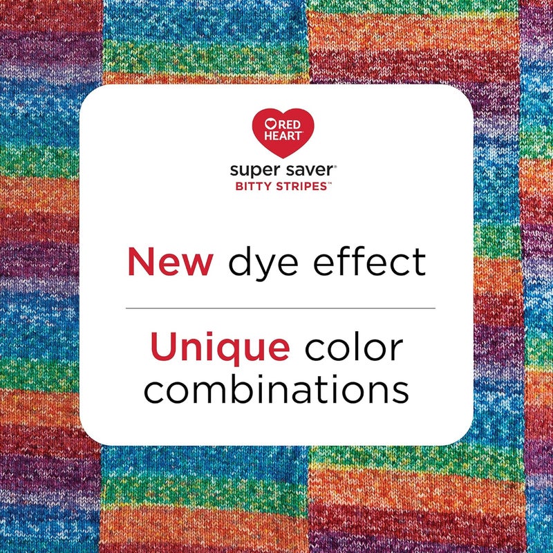 RED HEART Super Saver Bitty Stripes Galaxy Yarn - 2 Pack of 10oz/283g - 100% Acrylic - #4 Worsted (Medium) - 515 Yards - Knitting/Crochet - Image 4